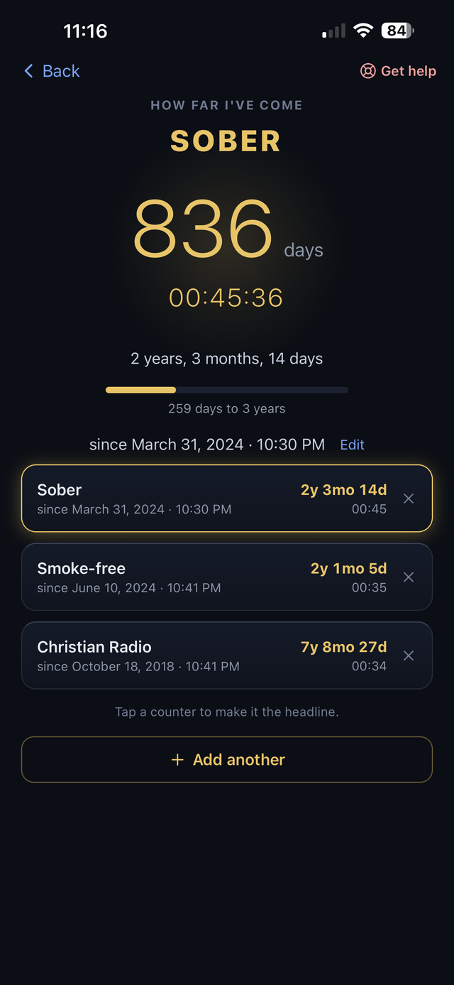 Milestones screen