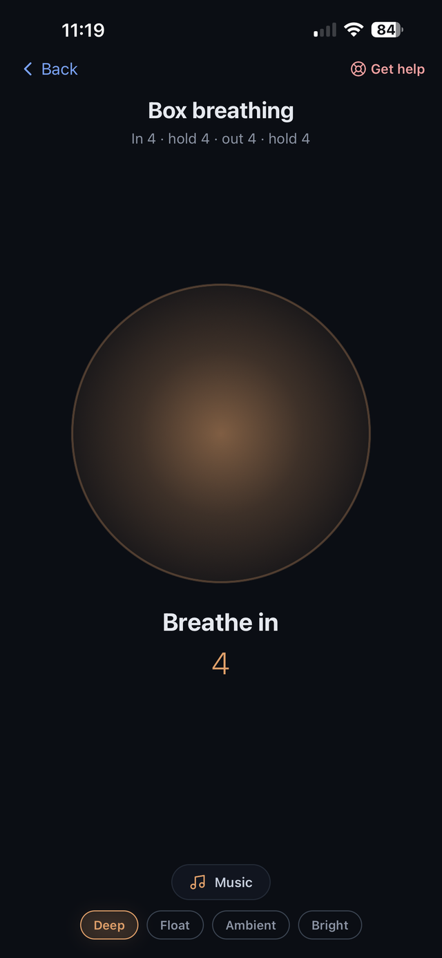 Guided breathing screen